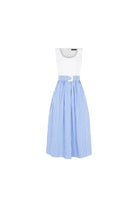 Exquise-Beli Tokalı çizgili Regular Midi Elbise-ELBİSE-6-Milagron.com