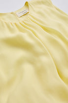 Bisiklet Yaka Beli Büzgülü Dantelli Regular Midi Sarı Elbise