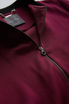 Exquise-Bisiklet Yaka Cepli Saten Yüzeyli Regular Fermuarlı Vişne Ceket-CEKET-5-Milagron.com