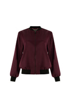 Exquise-Bisiklet Yaka Cepli Saten Yüzeyli Regular Fermuarlı Vişne Ceket-CEKET-6-Milagron.com