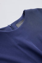 Bisiklet Yaka Fermuarlı Midi Regular Örme Lacivert Elbise