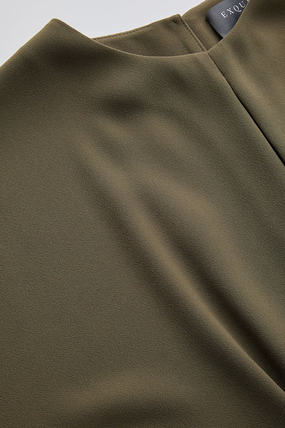 Exquise-Bisiklet Yaka Kısa Kollu Regular Midi Haki Elbise-ELBİSE-5-Milagron.com