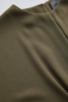 Exquise-Bisiklet Yaka Kısa Kollu Regular Midi Haki Elbise-ELBİSE-5-Milagron.com