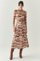 Exquise-Boğazlı Tül Uzun Kollu Büzgülü örme çok Renkli Bluz-BLUZ-5-Milagron.com