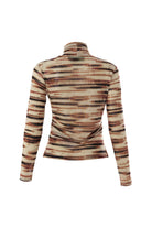 Exquise-Boğazlı Tül Uzun Kollu Büzgülü örme çok Renkli Bluz-BLUZ-8-Milagron.com