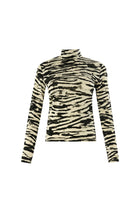 Exquise-Boğazlı Uzun Kollu Desenli Slim Fit örme Siyah Bluz-BLUZ-8-Milagron.com