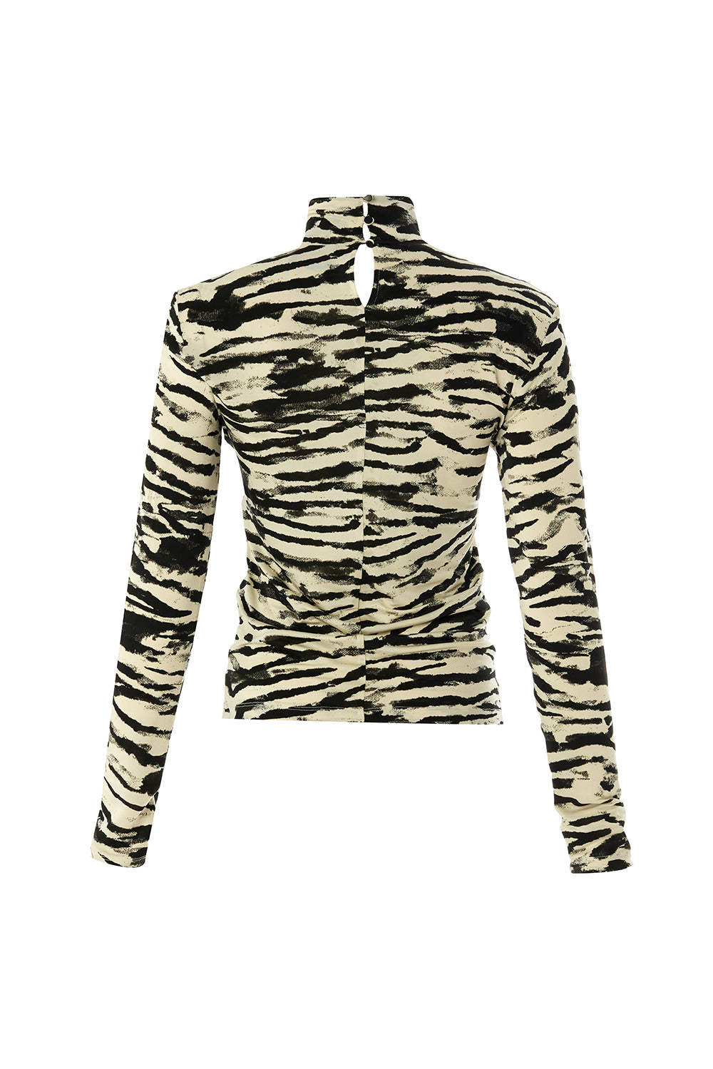 Exquise-Boğazlı Uzun Kollu Desenli Slim Fit örme Siyah Bluz-BLUZ-9-Milagron.com