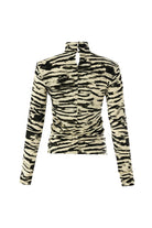 Exquise-Boğazlı Uzun Kollu Desenli Slim Fit örme Siyah Bluz-BLUZ-9-Milagron.com