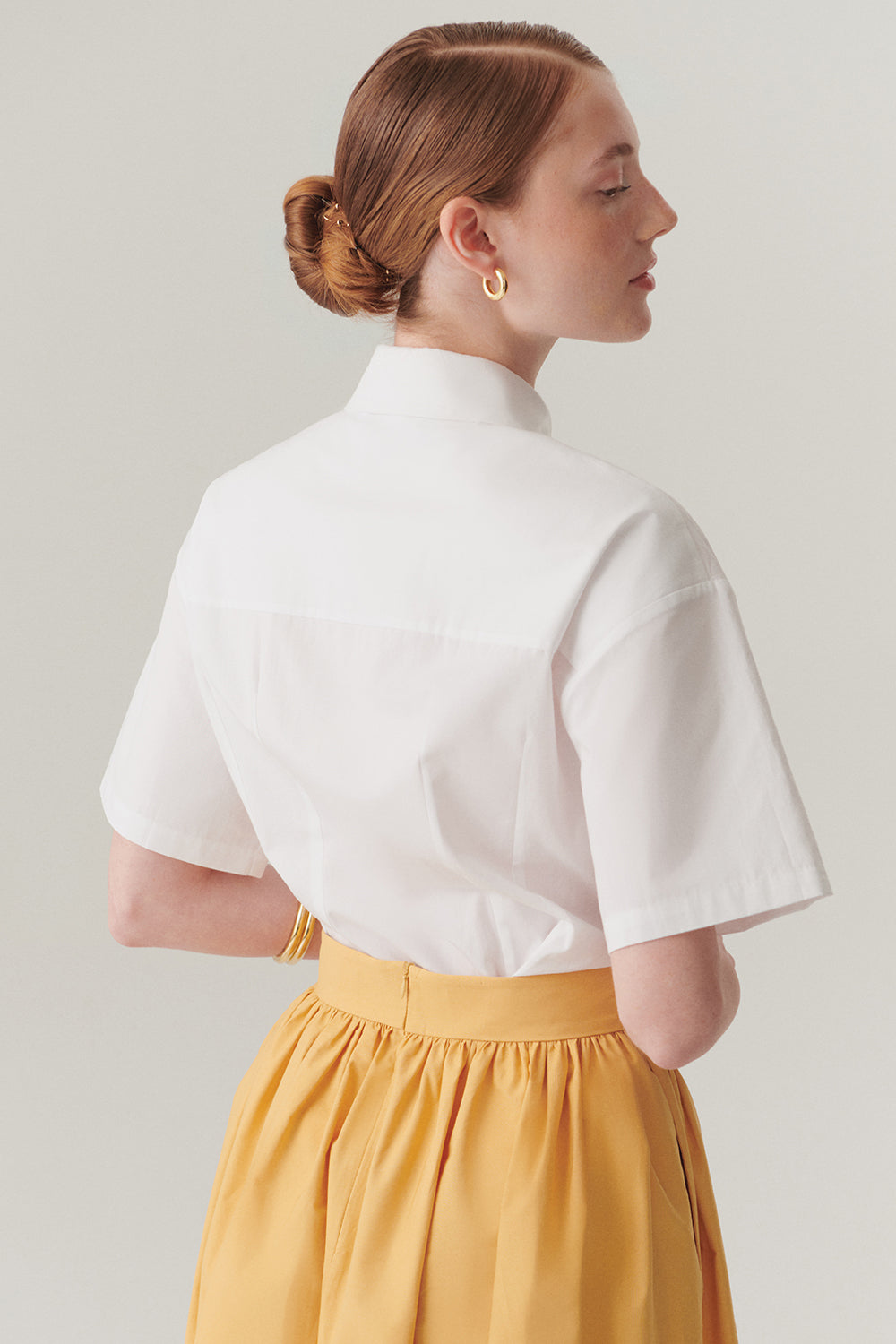 Exquise-Boncuk İşleme Detaylı Pamuklu Regular Beyaz Gömlek-Gömlek-5-Milagron.com