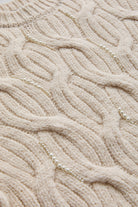 Exquise-Boncuk İşlemeli Bisiklet Yaka Regular Triko Kemik Bluz-BLUZ-6-Milagron.com