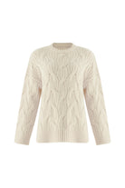 Exquise-Boncuk İşlemeli Bisiklet Yaka Regular Triko Kemik Bluz-BLUZ-7-Milagron.com