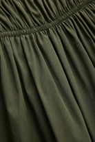 Exquise-Büzgü Detaylı Bele Oturan A Kesim Haki Elbise-ELBİSE-6-Milagron.com