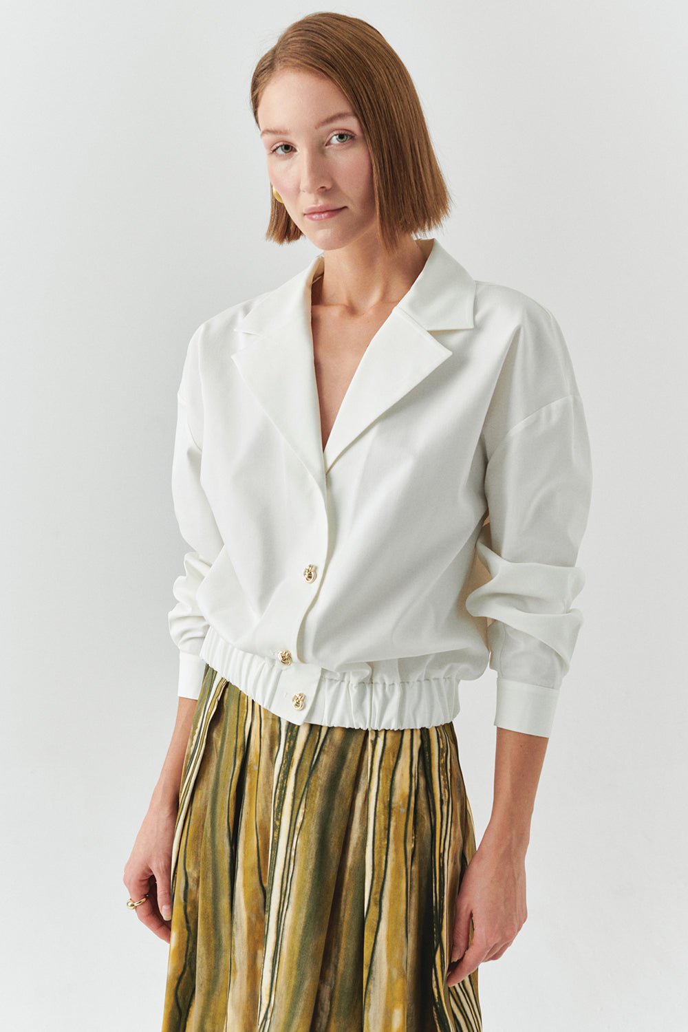 Exquise-Ceket Yaka Regular Uzun Kollu Pamuklu Kemik Ceket-CEKET-1-Milagron.com