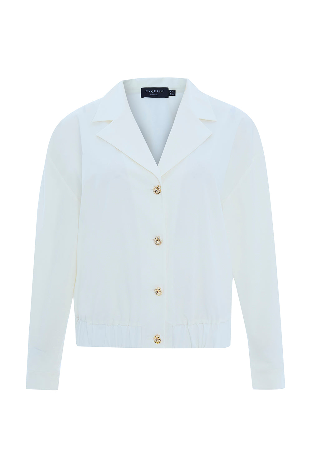 Exquise-Ceket Yaka Regular Uzun Kollu Pamuklu Kemik Ceket-CEKET-7-Milagron.com