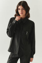 Exquise-Cepleri Aksesuarlı Uzun Kol Regular Dokuma Gri Gömlek-GÖMLEK-1-Milagron.com