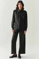 Exquise-Cepleri Aksesuarlı Uzun Kol Regular Dokuma Gri Gömlek-GÖMLEK-5-Milagron.com