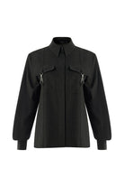 Exquise-Cepleri Aksesuarlı Uzun Kol Regular Dokuma Gri Gömlek-GÖMLEK-7-Milagron.com