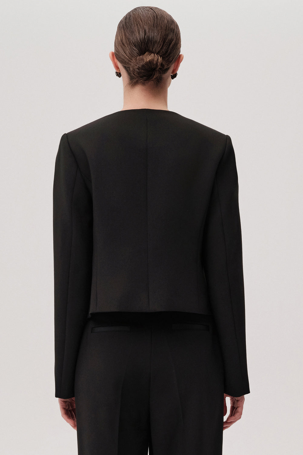 Exquise-Cepli Bisiklet Yaka Uzun Kollu Taşlı Düğmeli Regular Siyah Ceket-CEKET-3-Milagron.com