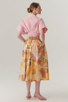 Exquise-Cepli Pamuklu Bol Kesim Soyut Desen Midi Etek-Etek-4-Milagron.com