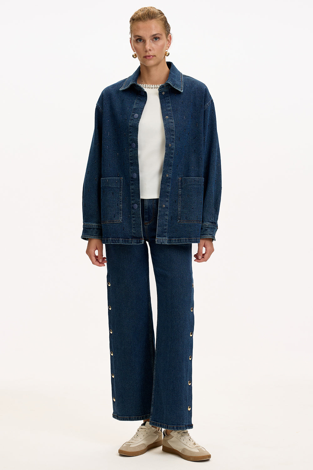 Exquise-Cepli Uzun Kollu Düğmeli Regular İndigo Denim Ceket-1-Milagron.com