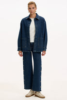 Exquise-Cepli Uzun Kollu Düğmeli Regular İndigo Denim Ceket-1-Milagron.com