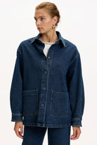 Exquise-Cepli Uzun Kollu Düğmeli Regular İndigo Denim Ceket-4-Milagron.com