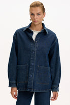 Exquise-Cepli Uzun Kollu Düğmeli Regular İndigo Denim Ceket-5-Milagron.com