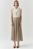 Exquise-Degaje Yaka Kolsuz Jakarlı Regular Krem Bluz-BLUZ-7-Milagron.com