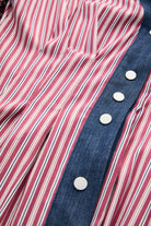 Denim Garni Reglan Kol Pileli Regular Midi Çok Renkli Elbise