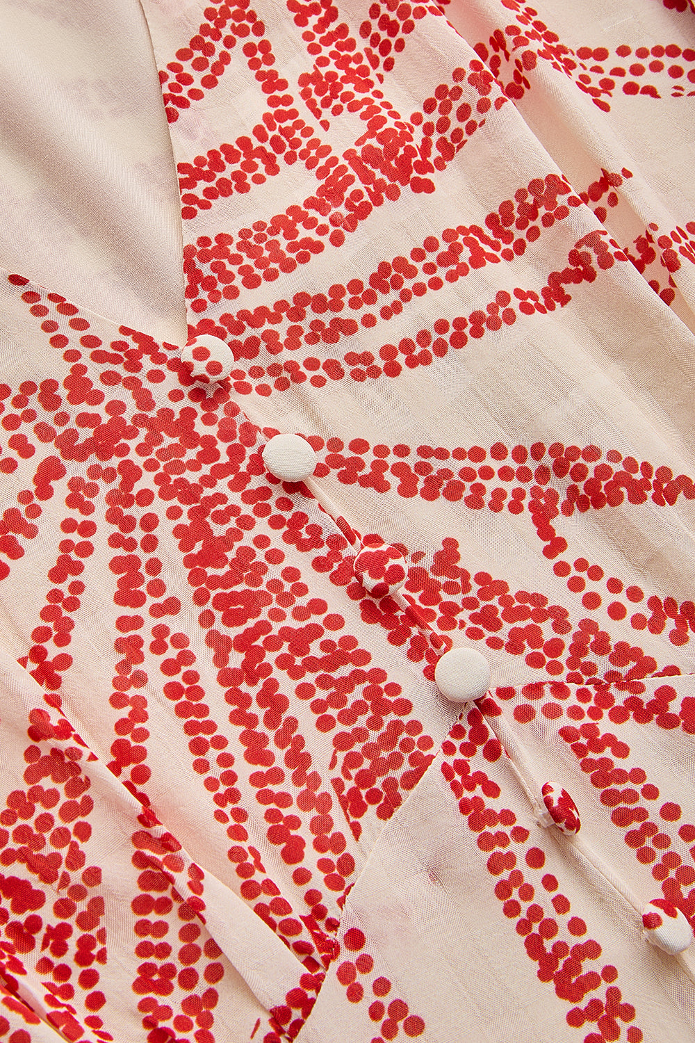 Exquise-Desenli Balon Kol V Yaka Düğmeli Regular Midi Rayon şifon Elbise-ELBİSE-13-Milagron.com