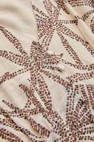 Exquise-Desenli Balon Kol V Yaka Düğmeli Regular Midi Rayon şifon Elbise-ELBİSE-6-Milagron.com