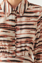 Exquise-Desenli Gömlek Yaka Slim Fit Uzun Kollu Midi Elbise-ELBİSE-5-Milagron.com