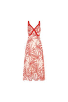 Exquise-Desenli Kırmızı Biyeli Askılı Regular Midi Rayon şifon Elbise-ELBİSE-6-Milagron.com