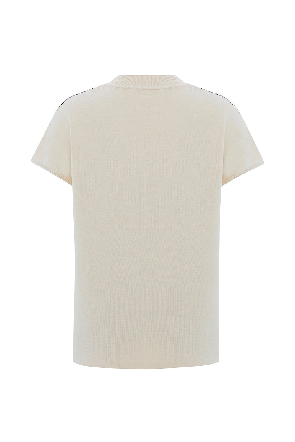 Exquise-Desenli Triko Garnili Kısa Kollu Bisiklet Yaka Regular Bluz-BLUZ-6-Milagron.com