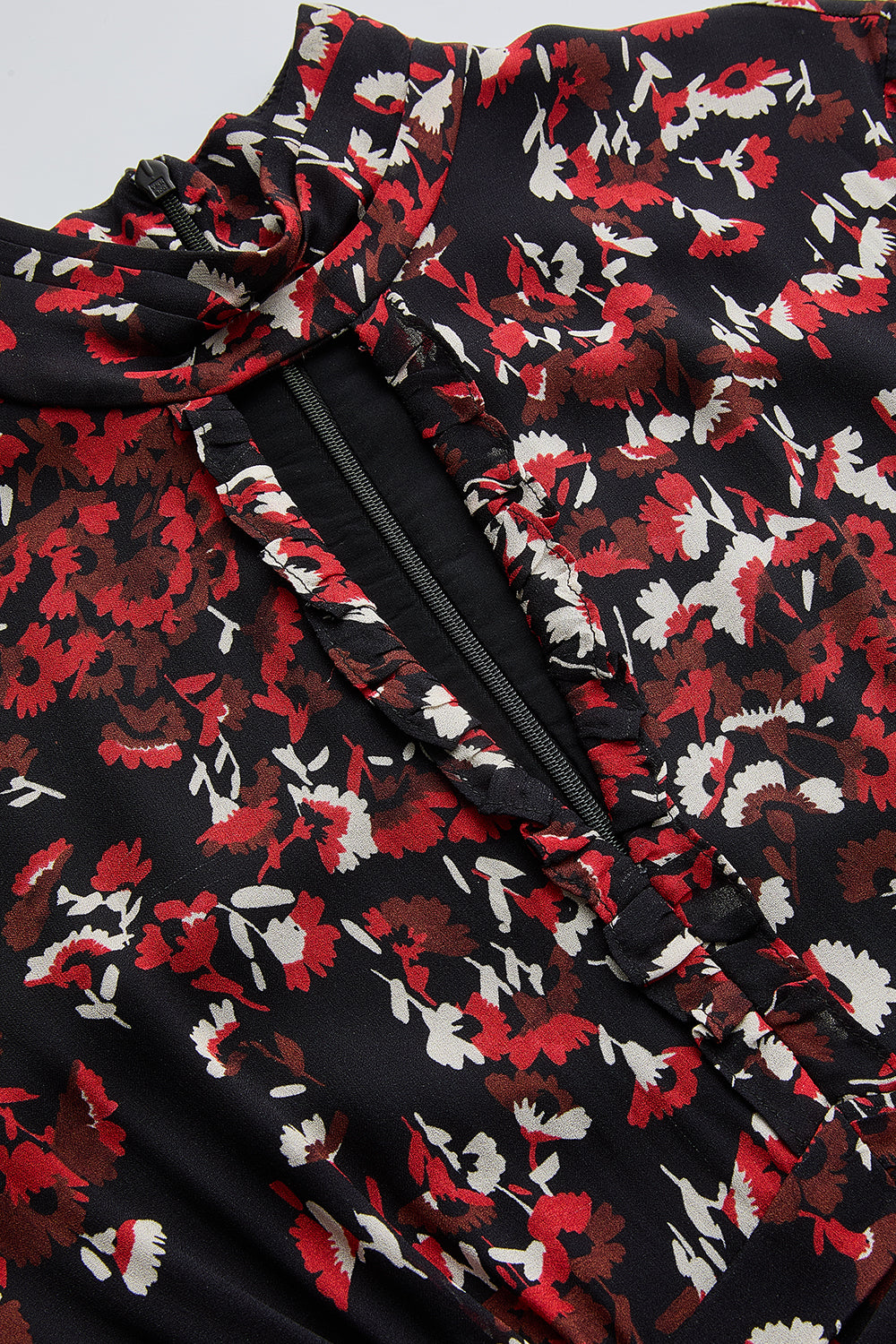 Exquise-Desenli Uzun Kollu Damla Yaka Slim Fit Astarlı Midi Elbise-ELBİSE-6-Milagron.com