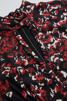 Exquise-Desenli Uzun Kollu Damla Yaka Slim Fit Astarlı Midi Elbise-ELBİSE-6-Milagron.com