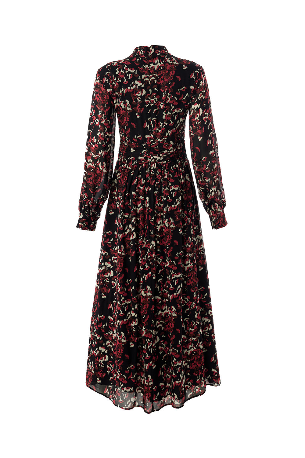 Exquise-Desenli Uzun Kollu Damla Yaka Slim Fit Astarlı Midi Elbise-ELBİSE-9-Milagron.com