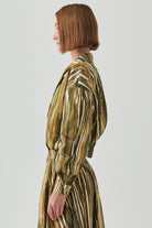 Exquise-Desenli Uzun Kollu Gold Düğmeli Regular Ceket-CEKET-2-Milagron.com