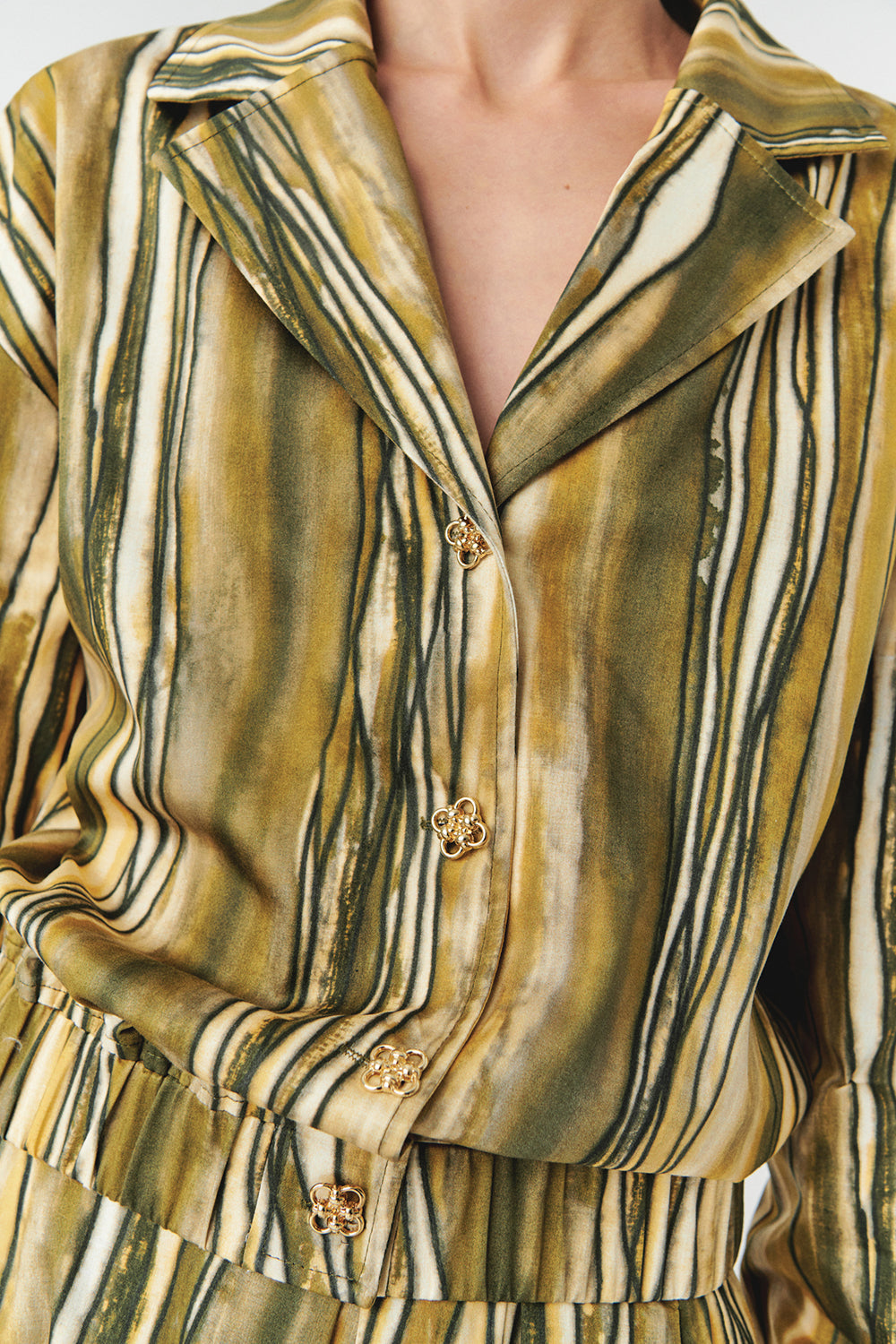 Exquise-Desenli Uzun Kollu Gold Düğmeli Regular Ceket-CEKET-4-Milagron.com