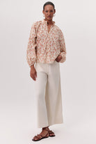 Dik Yaka Nakışlı Düğmeli Desenli Regular Çok Renkli Gömlek