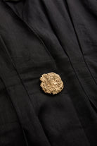 Exquise-Düğme Detaylı Bele Oturan A Kesim Maxi Keten Elbise-ELBİSE-14-Milagron.com