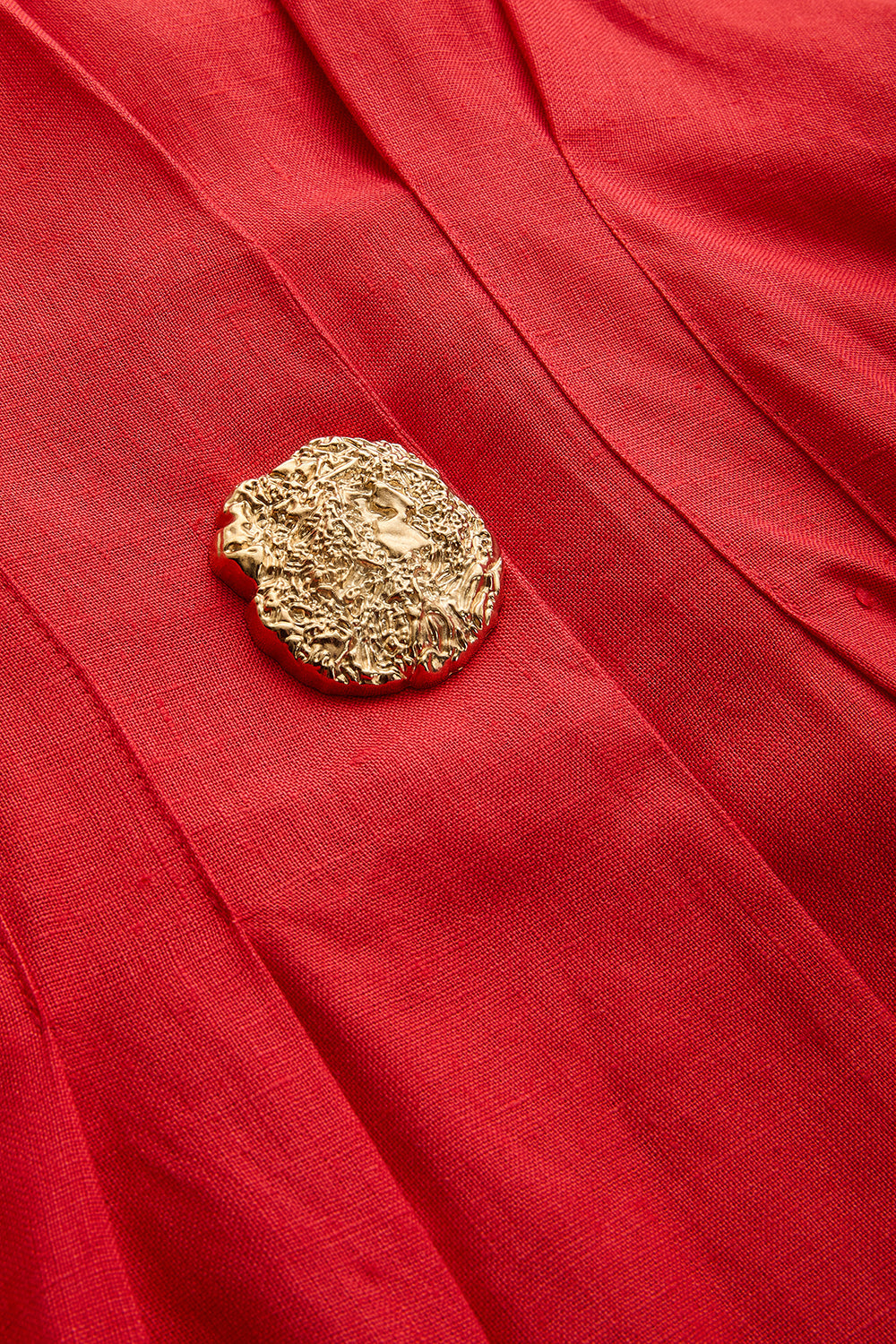 Exquise-Düğme Detaylı Bele Oturan A Kesim Maxi Keten Elbise-ELBİSE-7-Milagron.com