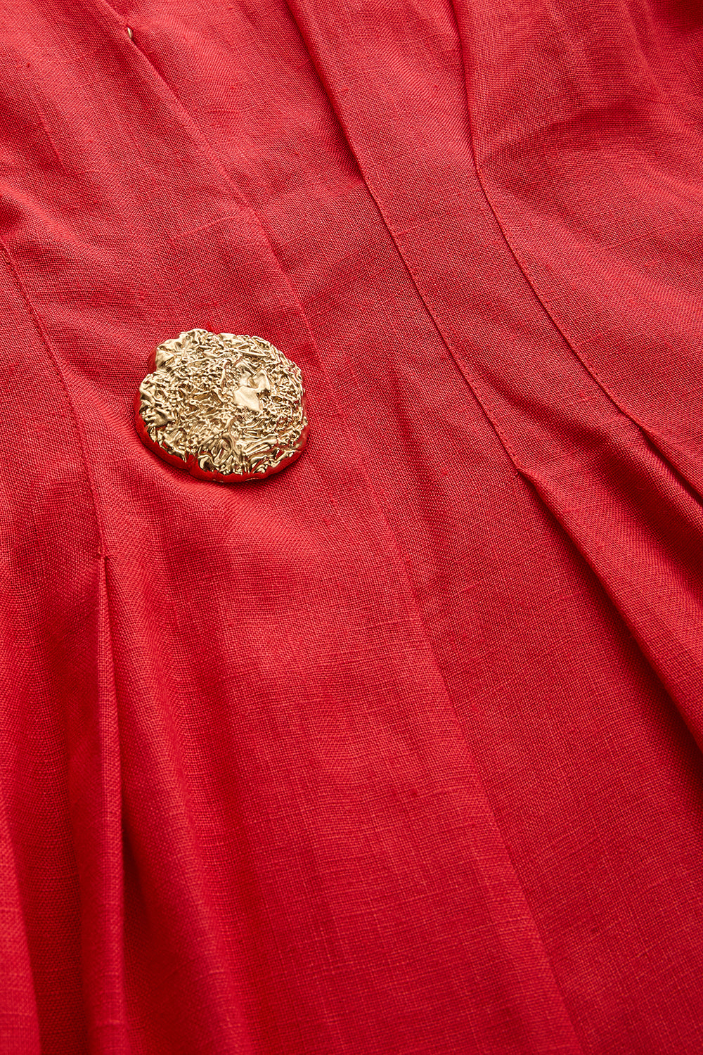 Exquise-Düğme Detaylı Bele Oturan A Kesim Maxi Keten Elbise-ELBİSE-8-Milagron.com