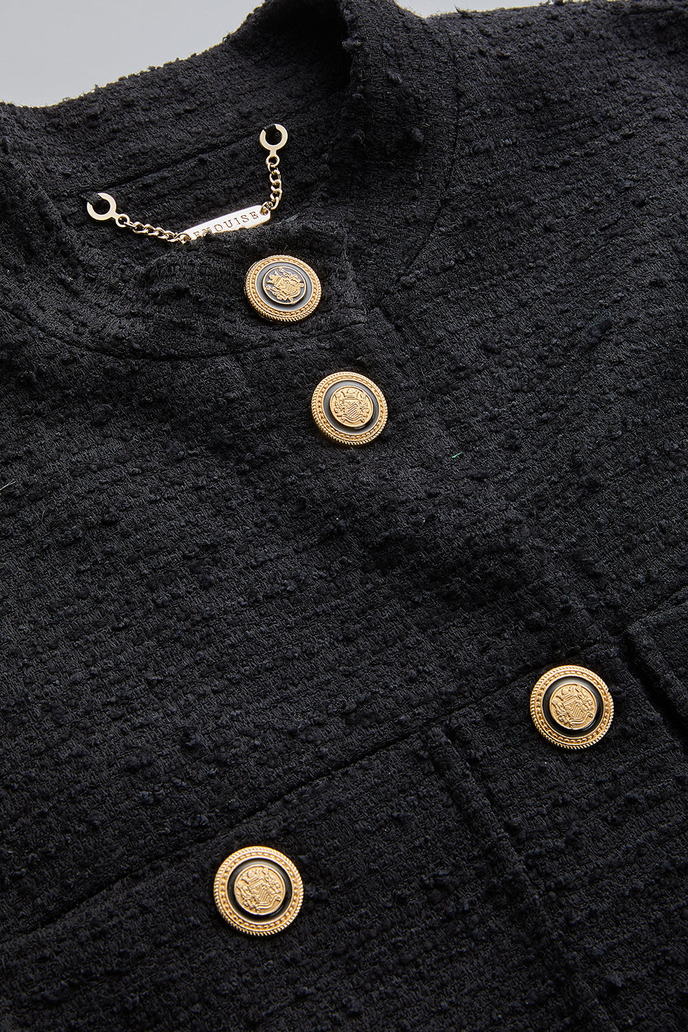 Exquise-Düğme Detaylı Cepli Regular Dokuma Siyah Yelek-YELEK-6-Milagron.com