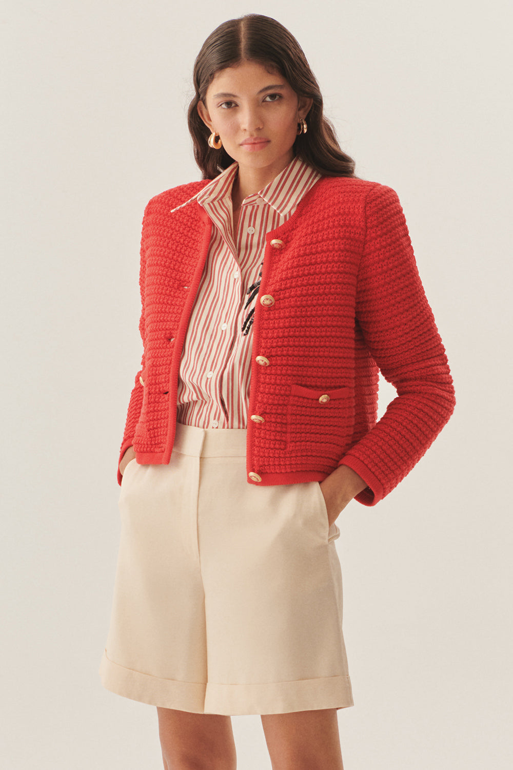 Exquise-Düğme Detaylı Pamuklu Regular Triko Hırka-Kazak & Triko-1-Milagron.com