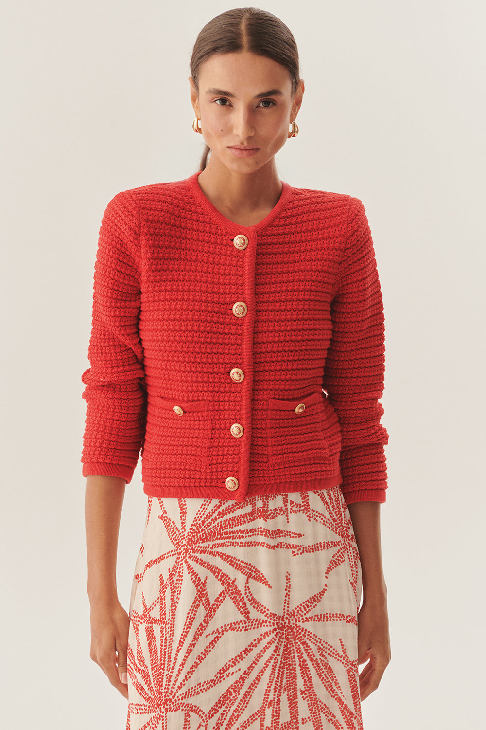 Exquise-Düğme Detaylı Pamuklu Regular Triko Hırka-Kazak & Triko-5-Milagron.com