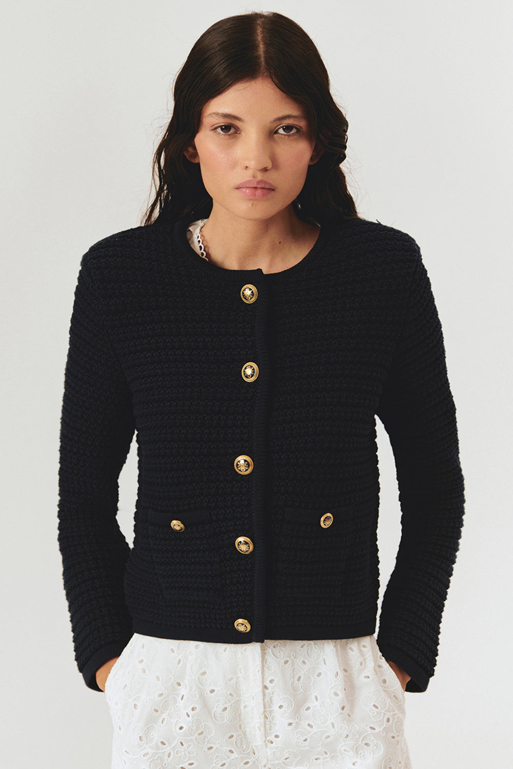 Exquise-Düğme Detaylı Pamuklu Regular Triko Hırka-Kazak & Triko-7-Milagron.com