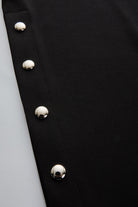 Exquise-Düğme Detaylı Rahat Kesim Siyah örme Pantolon-Pantolon-6-Milagron.com