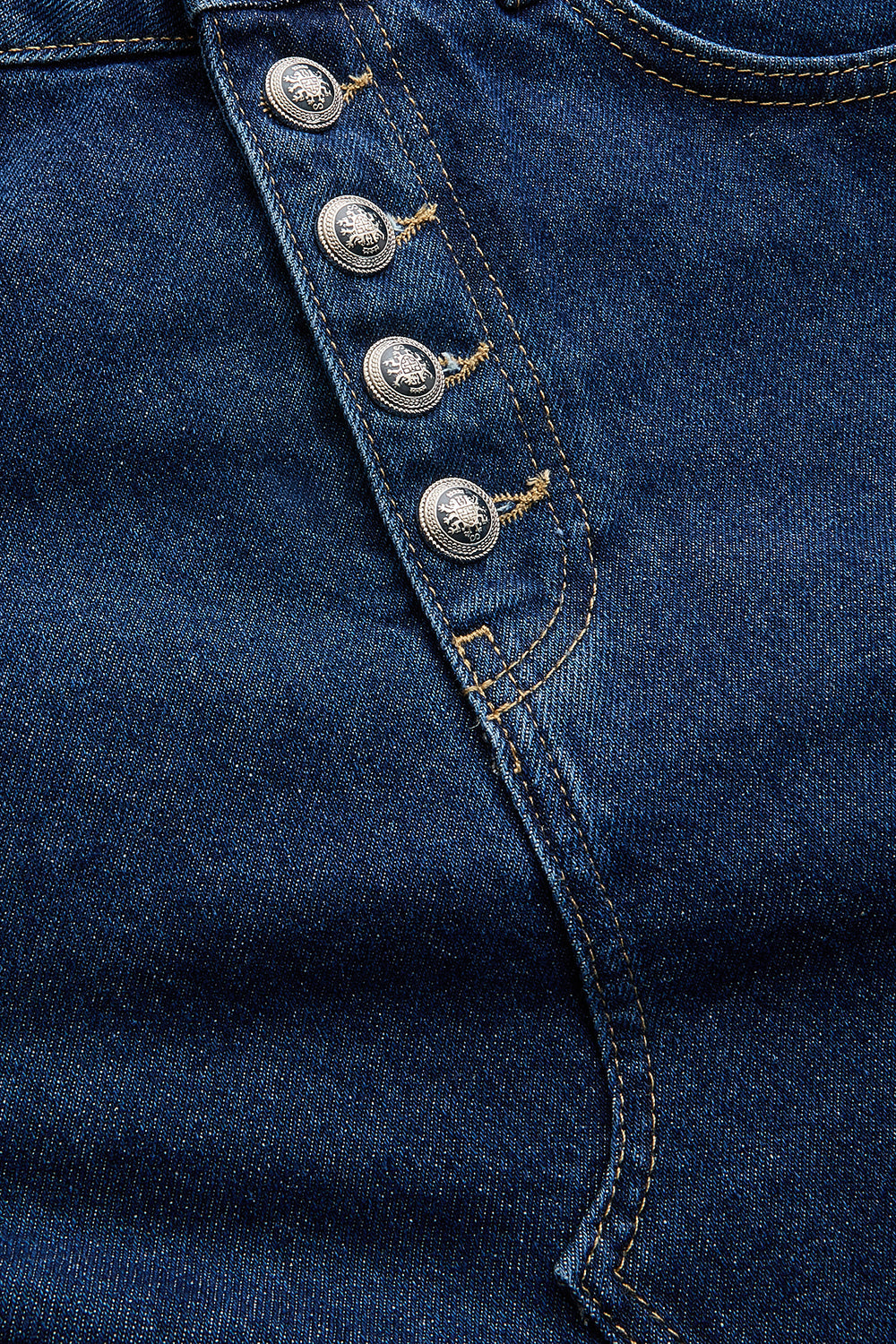 Exquise-Düğme Ve Yırtmaç Detaylı Pamuklu Midi Boy Denim Etek-Etek-7-Milagron.com