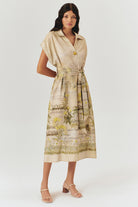 Exquise-Düşük Kol Desenli Kuşaklı Midi Boy Elbise-ELBİSE-1-Milagron.com